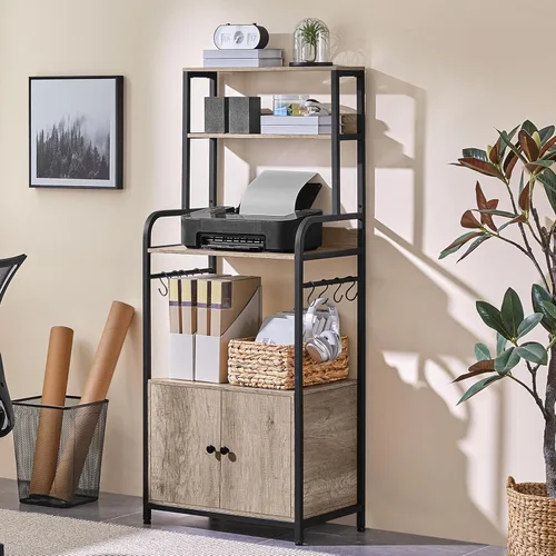 Vista 3 de Yaheetech - Estante de cocina para panaderos de 4 niveles con gabinete de almacenamiento y alacena, soporte para microondas y barra de café