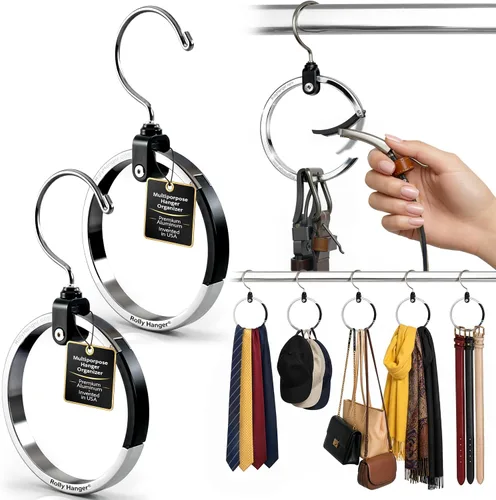 Vista 11 de ROLLY HANGER Perchas multiusos para armario, colgador de corbata y cinturón para armario, gran organizador de cinturón que ahorra espacio