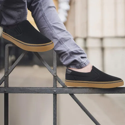 Vista 7 de Zapatos bajos clásicos negros para hombre, zapatillas de lona de moda con plantilla suave, zapatos de vestir casuales para hombres, zapatos cómodos
