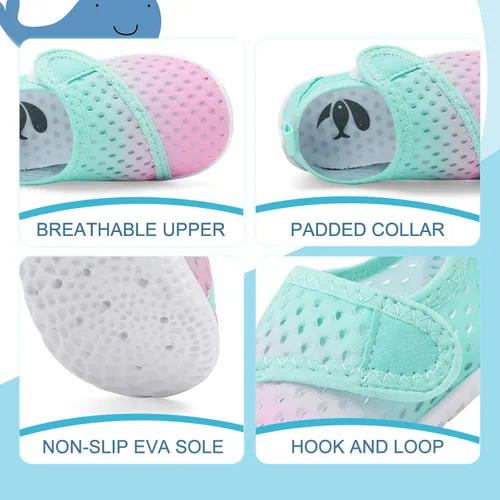 Vista 4 de shopUAL Zapatos de agua para niños y niñas, calcetines acuáticos para la playa, zapatos de agua descalzos para caminar, zapatos de agua de secado