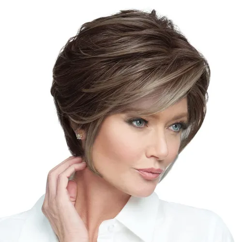 Vista 22 de Raquel Welch Go To Style - Peluca de pelo corto versátil y favorecedora de Hairuwear, gorra media, castaño iluminado por el sol RL10/12