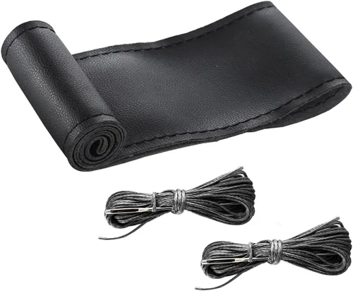 Vista 12 de Bittwee Funda para volante de automóvil, protector de volante de costura DIY, envolvente de piel de microfibra transpirable antideslizante