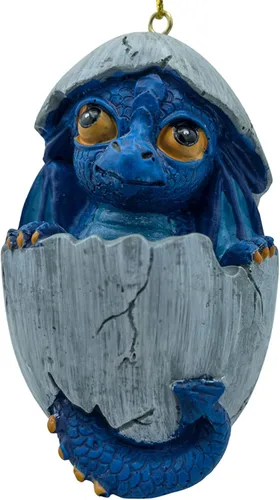 Vista 3 de Figura de adorno de árbol de Navidad con diseño de dragón azul bebé