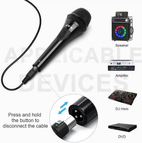 Vista 7 de JYX Micrófono de karaoke vocal dinámico, micrófono de mano con cable con interruptor de encendido/apagado, para máquina