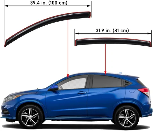 Vista 2 de Lightronic Visera de ventana de ventilación automática con clip extra duradera en el canal, se adapta a Honda HR-V (HRV) 2016-2022, protector contra