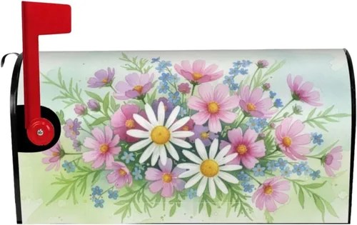 Vista 2 de Daisys - Cubierta magnética impermeable para buzón de correo, hermosas flores, para decoración del hogar, jardín, 21 x 18 pulgadas 02 Margaritas
