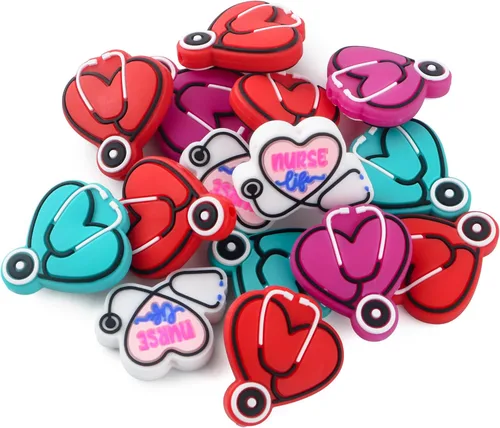 Vista 13 de Sunrony 20 cuentas focales de silicona para hacer llaveros, cuentas de silicona focales de personajes navideños a granel para bolígrafos, pulseras
