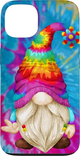 Vista 7 de Funda de gnomo de signo de paz para mujer, diseño de gnomo hippie de teñido anudado para iPhone 16