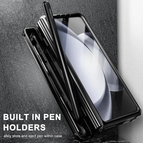 Vista 5 de Funda resistente para Samsung-Galaxy-Z-Fold-5 5G con soporte integrado [soporte para bolígrafo S] [protector de pantalla] [protección de bisagra]