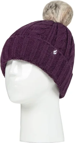 Vista 2 de Gorros térmicos de punto grueso para mujer con pompones