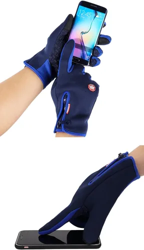 Vista 6 de Guantes de invierno con pantalla táctil, guantes cálidos, guantes para clima frío, resistentes al viento, para ciclismo, conducción, equitación