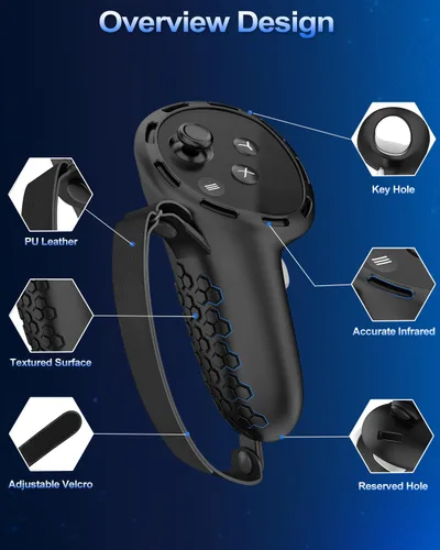 Vista 3 de AMZDM Controller Grips for Oculus Meta Quest 3 Touch Plus Controllers Grip Cover for VR Controllers Straps Silicone Covers Protector, Non-Slip
