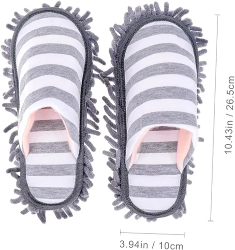Vista 2 de STOBAZA 1 par de zapatos para trapeador de pies de fibra, reutilizable, herramienta de felpilla para el hogar, barrido de pelo, limpiadores de fibra