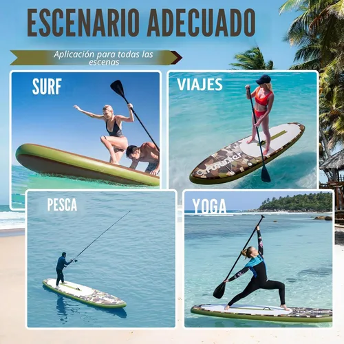 Vista 8 de FunWater Inflatable Stand Up Paddle Board with Beginners SUP Accessories verde militar (army green camouflage)