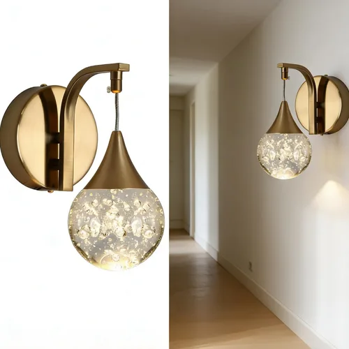 Vista 8 de Aplique de pared de luna para interiores, lámpara de pared de cristal, moderna, regulable, luz LED de pared para dormitorio, baño, sala de estar