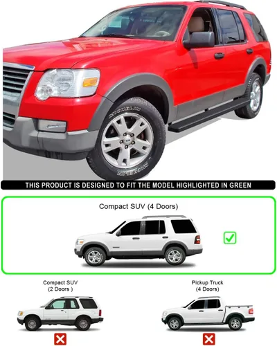 Vista 6 de HD Ridez Estribo de acero inoxidable de 5 pulgadas, color negro, compatible con Ford Explorer 2006-2010 de 4 puertas