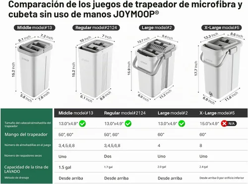 Vista 8 de JOYMOOP Trapeador plano, trapeadores de microfibra para limpieza de pisos y limpiador de paredes, trapeadores de 50 pulgadas con cabeza plana de 13