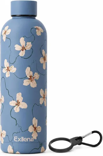 Vista 34 de Exllena Botella de agua pequeña de 12 onzas con clip, doble pared de acero inoxidable al vacío, pequeña botella de agua aislada que mantiene