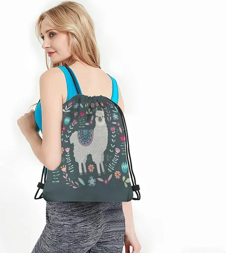 Vista 4 de Bolsas con cordón de llama, mochila y bolsa de gimnasio con cordón, Multi-a178, Mochilas de viaje