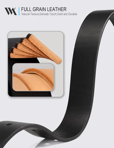 Vista 2 de WOLFANT Cinturón de cuero de grano completo de 1.5" para hombre, 100% cuero sólido italiano real