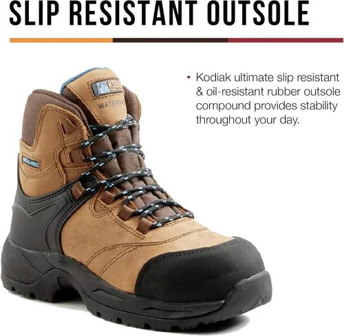 Vista 4 de Kodiak Botas de senderismo impermeables con punta compuesta de 6 pulgadas para mujer, Marrón medio