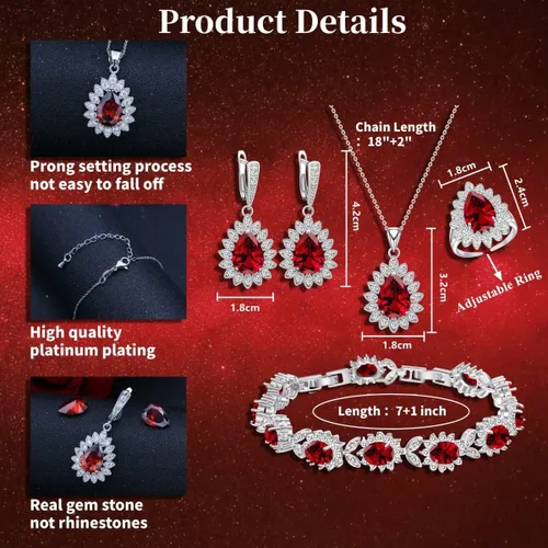 Vista 6 de ZCGJWE Fashion Jewelry Sets for Women GirlPlatinum PlatedGold PlatedRose Gold PlatedGun Black Plated Earrings Pendants Adjustable Rings Bracelets