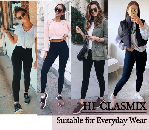 Vista 3 de Leggings de cintura alta para mujer no se transparentan suaves atléticos con control de abdomen pantalones negros para correr yoga entrenamiento
