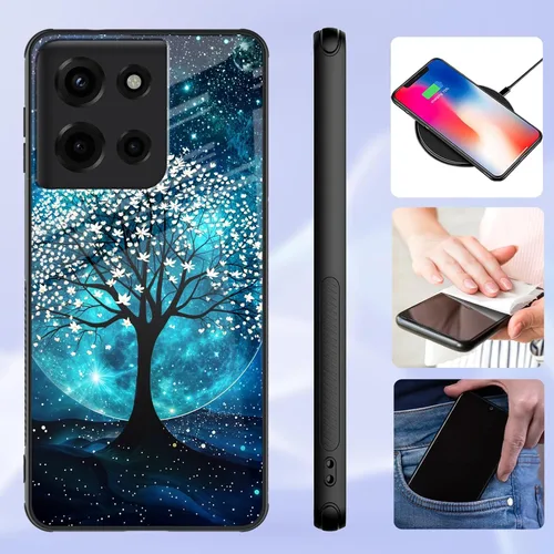 Vista 348 de Funda para Motorola Moto Edge 2022, cubierta trasera de vidrio templado con protector de pantalla, funda protectora a prueba de golpes para Motorola