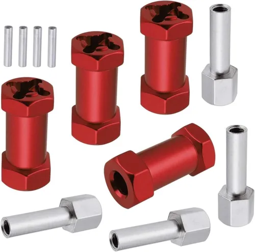 Vista 8 de Hobbypark - Paquete de 4 cubos de transmisión hexagonal de rueda de 0.472 in, acoplador combinador de aluminio, extensión de desplazamiento de 0.591