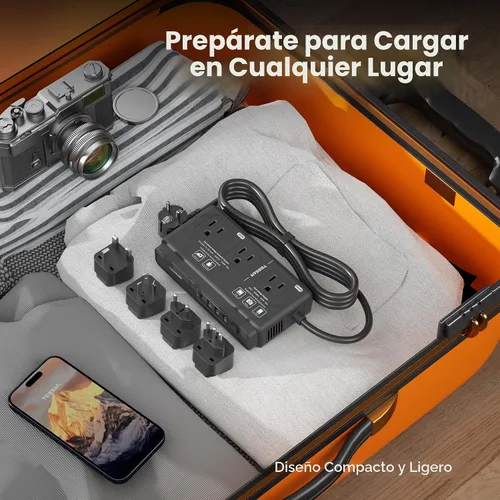 Vista 6 de TESSAN - Convertidor de voltaje de viaje de 220 V a 110 V, color negro