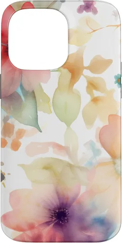 Vista 21 de iPhone 16 Lindo Pastel Floral Acuarela Rosa Azul Mujeres Patrón de Flores Caso