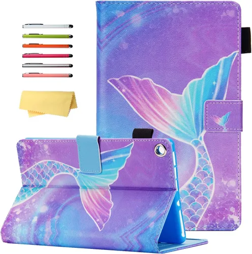 Vista 12 de Funda para tablet Fire HD 8 de 8ª/7ª/6ª generación de 8.0 pulgadas con soporte para lápices [encendido y apagado automático] ranuras para tarjetas