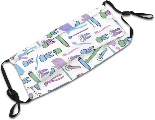 Vista 6 de Mascarilla lavable reutilizable cara cubierta máscaras ajustable cara cubierta máscaras pasamontañas bandana moda bufandas, Dentistry Pastels Kawaii