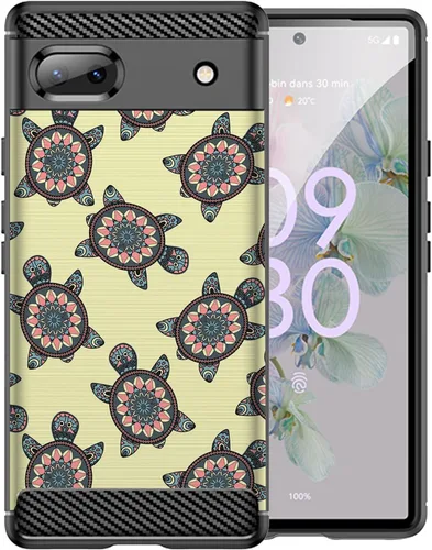 Vista 27 de CasesOnDeck - Funda de TPU negra compatible con Google Pixel 6A (2022) / Pixel 6A, delgada, minimalista, flexible, texturizada, formas abstractas