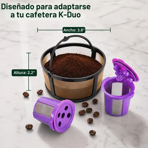 Vista 2 de 2 Reusable K Cups for Keurig Duo Gen 2 - Carafe Mesh Coffee Filter Basket