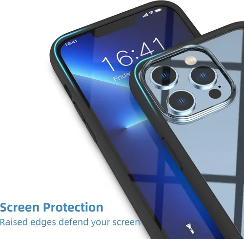 Vista 5 de Funda protectora compatible con iPhone 13 Pro Max de 6.7 pulgadas, protección de borde elevado, antihuellas, antihuellas, funda protectora suave