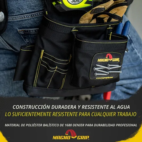 Vista 5 de MagnoGrip 002-603 Cinturón de herramientas de construcción de 19 bolsillos con almacenamiento magnético integrado, color negro