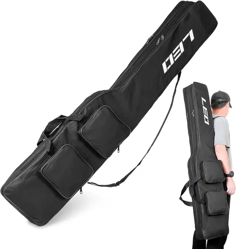 Vista 8 de LEOFISHING Bolsa de almacenamiento de aparejos de pesca de 51.2 in/4.27 pies, organizador portátil de carrete de caña de pescar, cajas