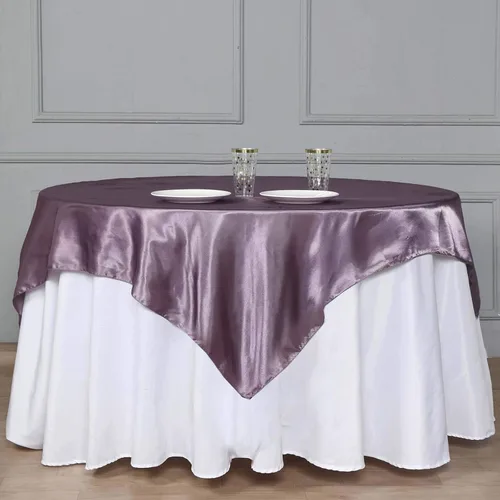 Vista 25 de Efavormart Paquete de 5 Sobremanteles Cuadrados de Satén de 60" para Decoraciones de Mesa de Bodas, Catering y Fiestas, Cubierta de Mantel Negro