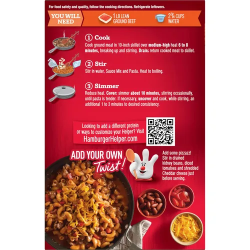Vista 4 de Old El Paso Hamburger Helper - Macarrones con chile 5.2 onzas