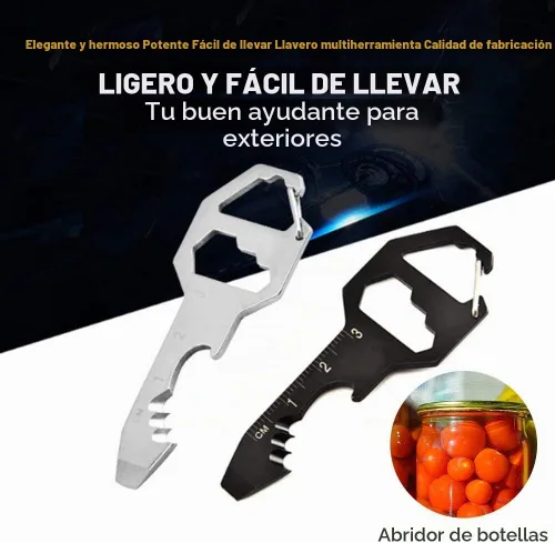 Vista 2 de 2 piezas de llavero abridor de botellas multiherramienta, 100% de acero inoxidable EDC, 6 herramientas en 1