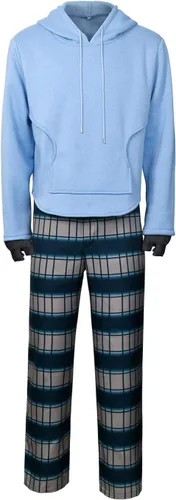 Vista 4 de TAKERLAMA Disfraz de hombre para adultos, casual, abrigo con capucha, pantalones, guantes, traje de Halloween, fiesta temática, cosplay, conjunto