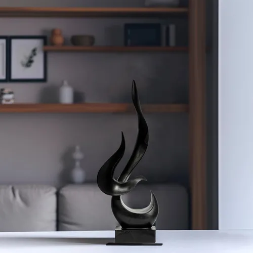 Vista 4 de Estatua de Fuego de Oro, Estatua de Resina Moderna y Abstracta, Estatua de Arte para Decoración del Hogar, para Salón, Soporte de TV, Mesa de Café