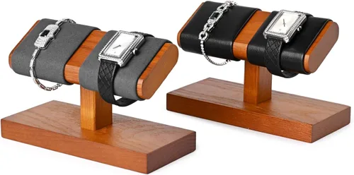 Vista 4 de Oirlv Organizador de pulsera con soporte de exhibición de reloj doble de Doble blanco cremoso