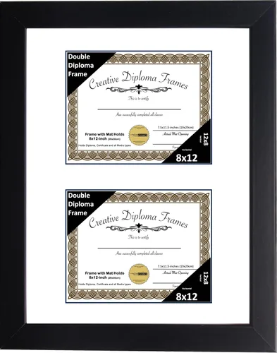 Vista 74 de Creative Picture Frames Marco de diploma doble clásico negro de 6 x 8 pulgadas con vidrio negro y colgador de pared instalado