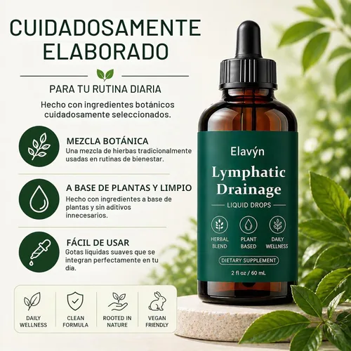 Vista 4 de Elavyn Lymphatic Drainage Drops, Herbal Liquid Blend with Astragalus Root, Red Clover, Echinacea & Burdock Root, 2 fl oz