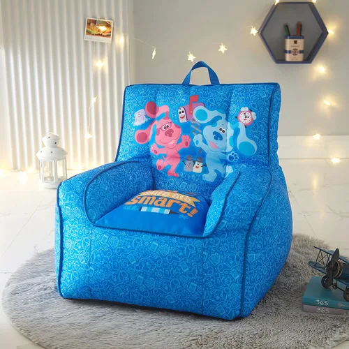 Vista 7 de Idea Nuova Nickelodeon Blue's Clues - Puf de nailon para niños pequeños con ribetes y asa de transporte superior, grande