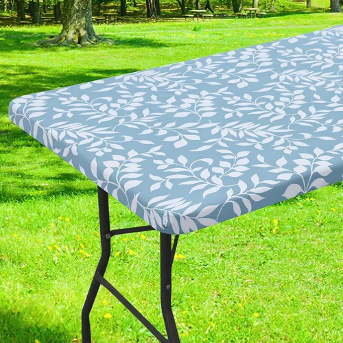 Vista 29 de Smiry Mantel cuadrado para mesa de pícnic, impermeable, elástico, ajustable, para campamento, protector de vinilo con parte trasera de franela Beige