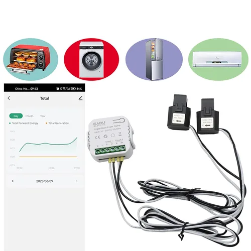 Vista 7 de AC110V 220V 80A Tuya App Smart Bilateral WiFi Medidor de Energía con 2PCS 80A CT Transformadores de Corriente Abrazaderas Sensores KWh Potencia