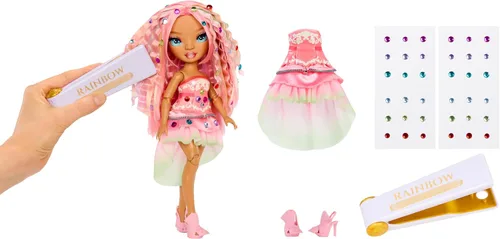 Vista 2 de Rainbow High Be Dazzling Muñecas de moda - Adeline Rose (Rosa) con herramienta Bedazzler y Gemas brillantes